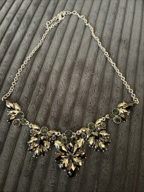 Vintage Napier Black and Gold Floral Crystal Necklace